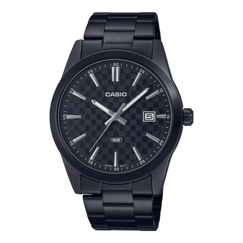 Casio Men’s Black Analog Watch Black Dial Steel Bracelet - MTP-VD03B-1AUDF